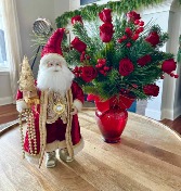 Luxe Santa & Holiday Flowers Floral Arrangement & Santa