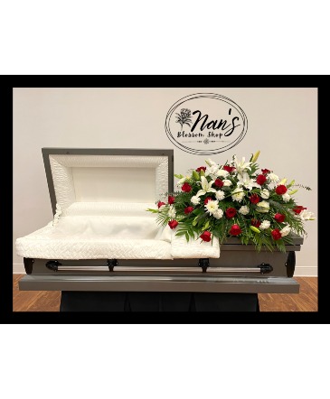 Luxurious Lilies and Roses Casket Spray  in Bryan, TX | NAN'S BLOSSOM SHOP