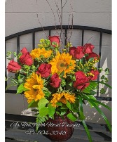Luxurious Sunflowers and Roses Arrangement 