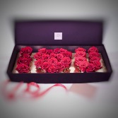 Luxury black leather suitcase Spectacular panoramic briefcase letter love filled with red roses for a very special person