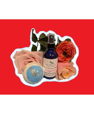 Handmade Eucalyptus-Mint Spray and  Bath Bomb Spa Pouch ORDER ON ADD-ON MENU $50MIN FOR DELIVERY