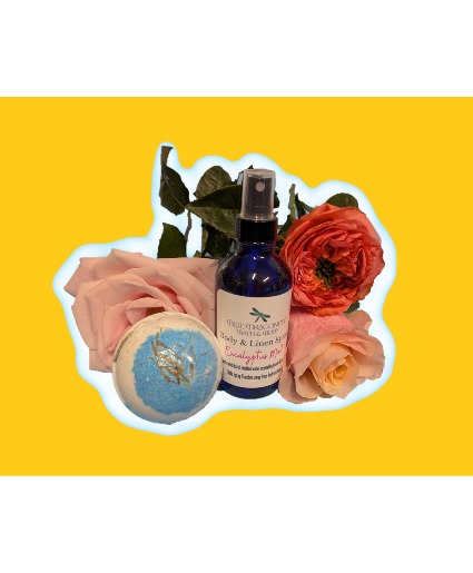 Handmade Eucalyptus-Mint Spray and  Bath Bomb Spa Pouch ORDER ON ADD-ON MENU $50MIN FOR DELIVERY