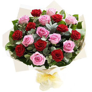 Luxury Pink & Red Roses Hand tied bouquet