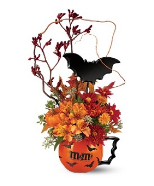 M & M Bat Mug Keepsake arrangement