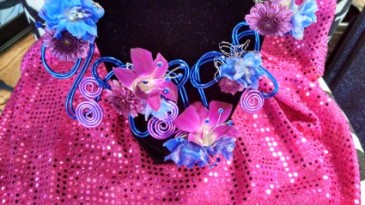 Magenta Blue Flower Neckalce Floral Necklace