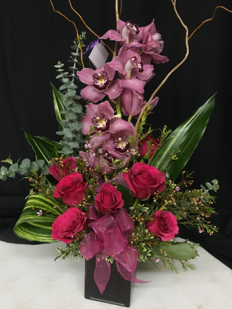 Magenta Roses & Orchid Cube
