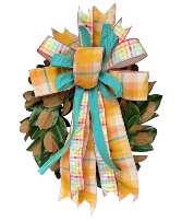 MAGNIFICENT MAGNOLIA FAUX WREATH W/ HANDTIED BOW SILK WREATH WITH BOW 