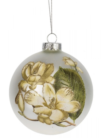 Magnolia Glass Christmas Ornament Gift Item