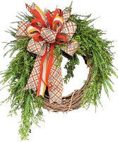 MAJESTIC FOREST GRAPEVINE BEAD GRASS W/ AUTUMN BOW SILK WREATH WITH BOW 