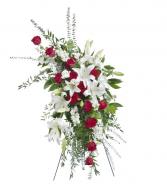Majestic Red and White Standing Spray  Funeral Standing Spray