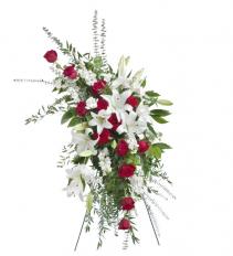 Majestic Red and White Standing Spray  Funeral Standing Spray