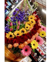 MAJESTIC ROWS OF FLOWERS BASKET 
