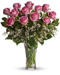 Make Me Blush Dozen Long Stemmed Pink Roses Bouquet