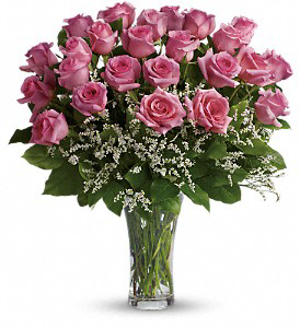 Make Me Blush 18 Pink Roses vase