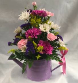 Make Mom smile Watering can with fresh flowers