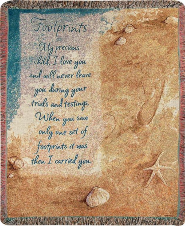 Manual 50x60-inch Tapestry Throw - Footprints 