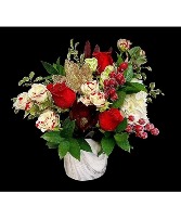 Marble Christmas Red and White Floral with Holiday Design