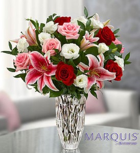 Marquis Waterford Blushing Rose and Lily Bouquet Fresh Arrangement in Vienna, WV | FOX'S FLORAL AND GIFTS Marquis Waterford Blushing Rose and Lily Bouquet Fresh Arrangement in Vienna, WV | FOX'S FLORAL AND GIFTS