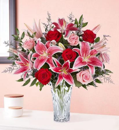 176332 Crystal vase  -  Blushing Rose & Lily 
