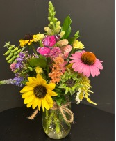 Mason Jar Arrangement  Seasonal mixed florals 