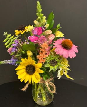 Mason Jar Arrangement  Seasonal mixed florals 