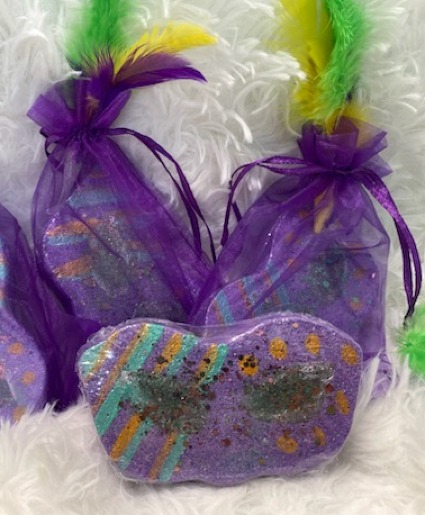 Cajun Masquerade Carnival Bath Bombs TO ORDER SINGLE BOMBS FOR DELIVERY, ORDER THROUGH ADD-ON MENU. MUST HAVE A $50.00 MINIMUM ORDER FOR DELIVERY