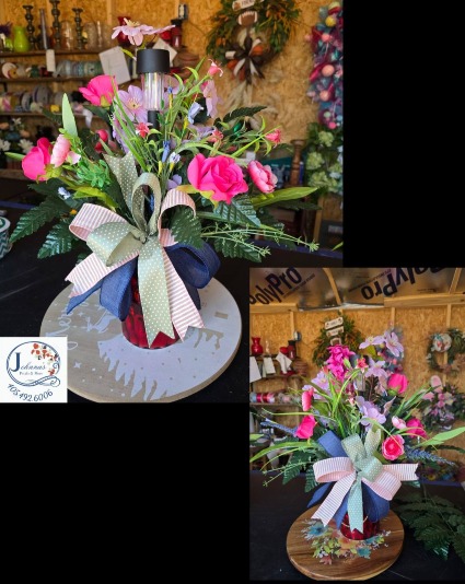 Matching Silk Cemetery Vase Inserts w/solar  