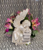 May you find comfort Statue w/ Silk Flowers 