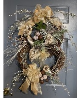 MC23-07 4 Owls Sitting in Double Winter Wreaths