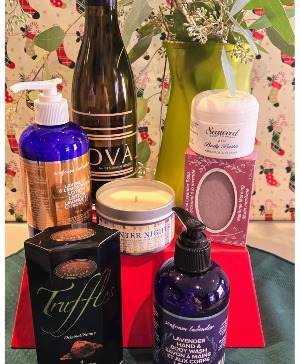 ME TIME BY MRS CLAUS a little holiday basket for the hostess with the mostess