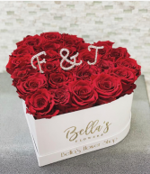 You & Me, Heart Box Fresh-Cut Roses/Initials Included 