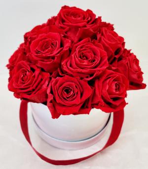 Medium "Forever" Rose Hat Box Preserved Red Roses