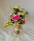 Medium Size Vase w/ Silk Flowers & Dragonfly 