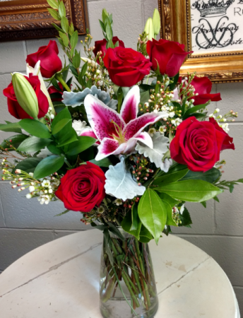 Roses and Stargazer Lilies 