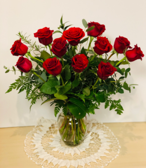 Medium Stem Dozen Red Rose Vase Arrangement in Pensacola, FL | JUST JUDY'S FLOWERS, LOCAL ART & GIFTS Medium Stem Dozen Red Rose Vase Arrangement in Pensacola, FL | JUST JUDY'S FLOWERS, LOCAL ART & GIFTS