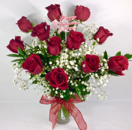 V2 Medium Stem Red Rose Arrangement 