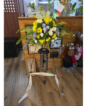 Medium Windchime with Flowers Sympathy 