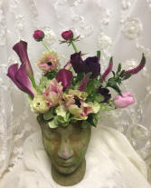 Mother Medusa Floral arrangement in sculptured pottery