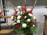 Red and White Tribute Memorial Arrangement