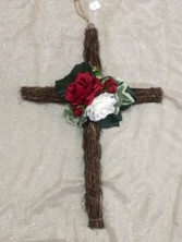 Grapevine hanging memorial  CROSS SILK