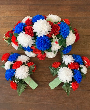 Memorial Day Stone Top and Side Vases  in Clinton, IL | Grimsley's Flower Store