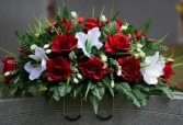 memorial headstone spray-red & white 