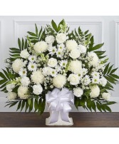 Heartfelt Tribute Floor Basket White 