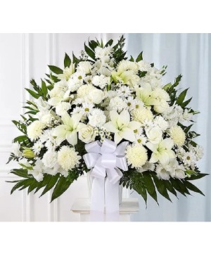 Memorial Mache White with Lilies 
