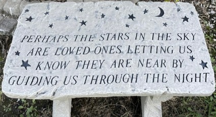 Memorial Stone Bench (Angel w/border/Walk Beside) Stone Bench