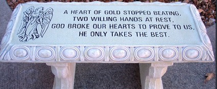 Memorial Stone Bench (Angel/Heart of Gold/Border) Stone Bench