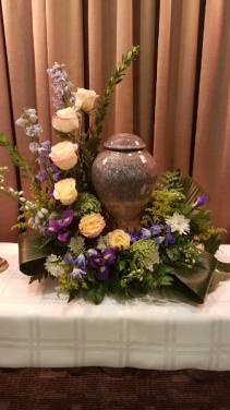 Memorial Wreath - Cremation Urn Sympathy Flowers (Urn not included)
