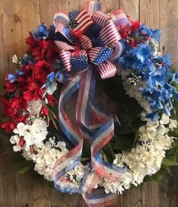 memorial wreath-patriotic  in Wellston, OK | Chelle's Petals