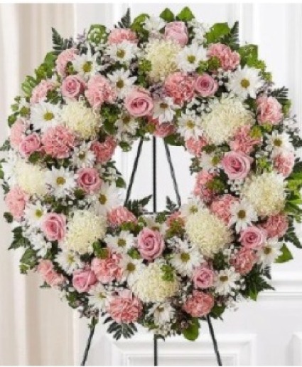 Memorial Wreath Pink & White - 00235 