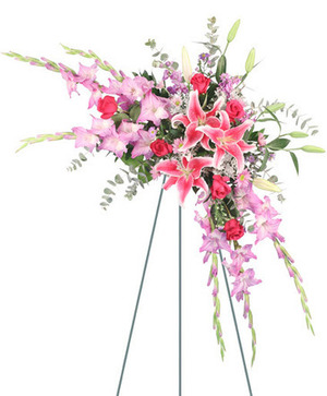 GRACEFUL RED & WHITE Standing Spray of Funeral Flowers in Monkton